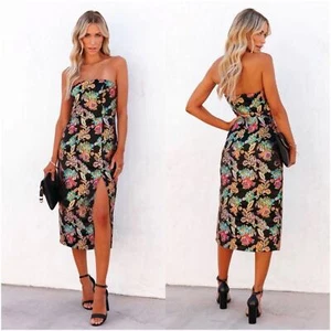 VICI Olia Ganni Jacquard Strapless Midi Dress - Picture 1 of 4