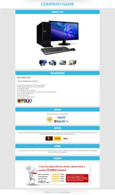 Ebay Templates Listing Auction Professional Responsive Mobile Design HTML 2019 - Image 1 of 4