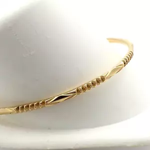 Solid Marked 22k Gold India Bangle Bracelet Handmade Slip On Stackable 7in New - Picture 1 of 9