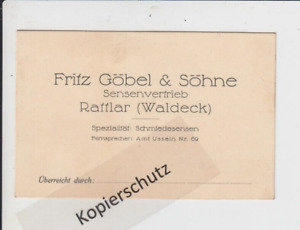 alte Geschäftskarte Fritz Göbel & Söhne Rattlar (Waldeck) Schmiede - Sensen 1930