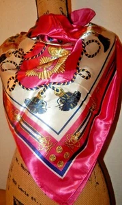 NWNT Women's Scarf 100% POLYESTER 35x35 inches pink blue tan gold - Picture 1 of 6