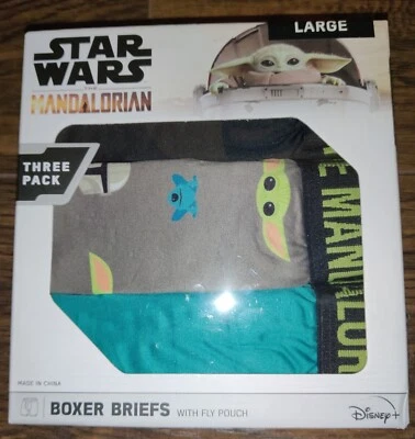 星球大战曼达洛人 3 件装男式平角内裤简短说明大号 — 第 1/3 张图片
