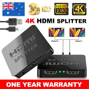 HDMI Splitter Amplifier 1 In 2 Out Video Duplicator 4K Full HD 3D Foxtel DVD - Picture 1 of 10