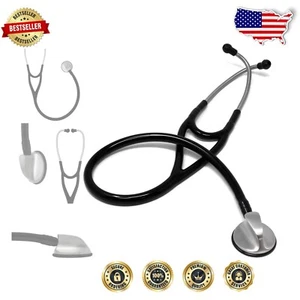 Professional 27" Dual Lumen Cardiology Stethoscope - Black Stainless Steel - Picture 1 of 8