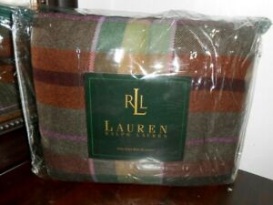 Stunning New RALPH LAUREN Wool Plaid BRITTANY Bed Blanket KING Rutherford Park