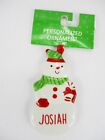 JOSIAH Personalized Name Holiday Ornament Snowman Xmas Target Ganz 3&quot;