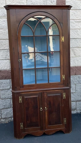 Antique Pine 2 Pc Corner Cupboard 85” X 42” X 20” Cover
