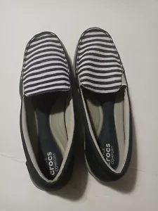 Crocs Triple Comfort 203347 Navy White Canvas Stripe Slipper Slipper Gr. 10W - Bild 1 von 7