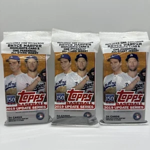 (3) 2019 TOPPS BASEBALL UPDATE SERIES FAT PACKS CELLO PACKS - 34 tarjetas por paquete - Imagen 1 de 6