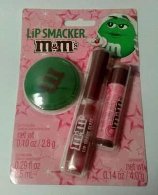 Lip Smackers BONNE BELL LIP GLOSS Set ~ M&M's CHOCOLATES ~ LIP SHAKE Mint RARE! - Image 1 of 2