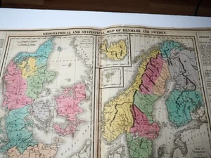 Original Antique Carey Map Norway Sweden Denmark Iceland Finland 1821 Colored - Picture 1 of 1