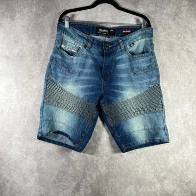 Pantalones Cortos de Jean Ecko Unltd Para Hombres 34 Azul Denim Calce Relajado Bermudas Informales Moto Pantalones Cortos Foto 1 de 4