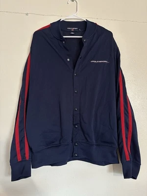 Ralph Lauren Polo Deportivo Para Hombre XL Chaqueta de Pista Abotonada Azul Marino Rojo Rayas Foto 1 de 4