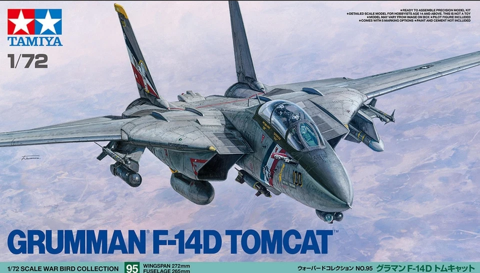 Tamiya TA60795 1/72 Grumman F-14D Tomcat Fighter Aircraft Assembly Model Kit - Image 1 of 4