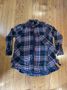 Free People Women's Nordic Day Plaid Long Sleeve Top Purple XS side ties tunic - Picture 1 of 8