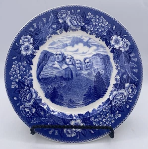 Antiguo Staffordshire Ware inglés Mt. "Plato Rushmore azul blanco 10""" - Imagen 1 de 6