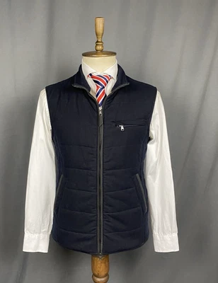 Gimo's Men's Black Blue Insulated Wool Gilet Vest Size 48 - Image 1 of 4