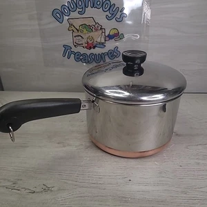 Revere Ware Copper 3 Qt Sauce Pot + Lid SHINY EXCELLENT China d04 s - Picture 1 of 7