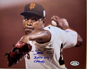 SF Giants Santiago Casilla signed / Insc. 2010 World Series 8x10 photo  w/COA - Picture 1 of 1