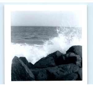 Vintage Photo 1950's, The Atlantic Ocean At Cape May NJ, 3x3, Black White - Picture 1 of 2