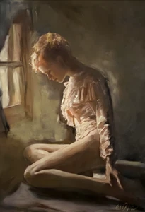 PINTURA AL ÓLEO ORIGINAL WILLIAM OXER ALABANZA SOLEDAD DESNUDO CURVILÍNEO MUJER BONITA - Imagen 1 de 1