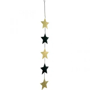 Eleganter Weihnachtsdeko Stern-Anhänger in Gold und Schwarz, 5-teiliger - Bild 1 von 3