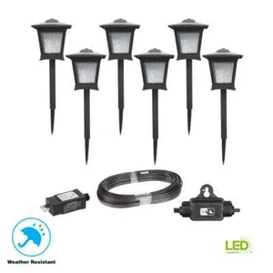 HAMPTON BAY 6-Pack Miramar 28 Lumen Low Voltage Black LED Landscape Path Light - Picture 1 of 6