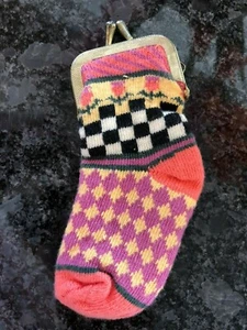 Vintage Mackenzie Childs Small Knit Sock Change Purse - Picture 1 of 2