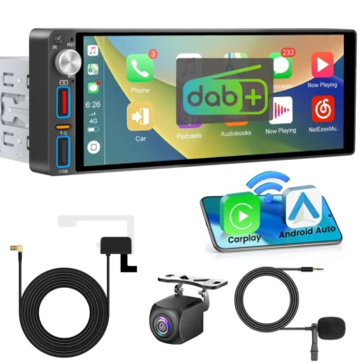 6.9" Autoradio 1Din Touchscreen Wireless Carplay Android Auto FM BT+DAB+Kamera - Bild 1 von 4