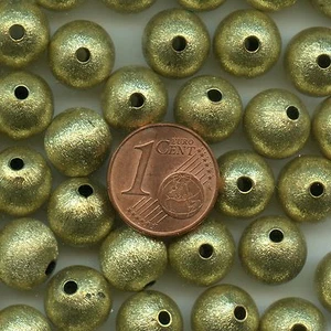 504117 *** 8 runde Perlen 10mm Messing vergoldet gebürstet, Satinoptik - Bild 1 von 2
