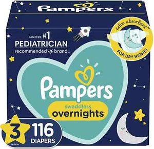 Pampers Windeln Größe 3, 116 Stück - Swaddlers Overnights Einweg-Babywindeln - Bild 1 von 4