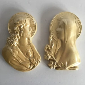 Vintage Jesus and Mary Chalkware Plaques - Picture 1 of 9