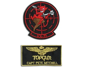 Captain Pete Mitchell TOP 2 neuer Film Marineblau VX31 Squadron Patch Set - Bild 1 von 2