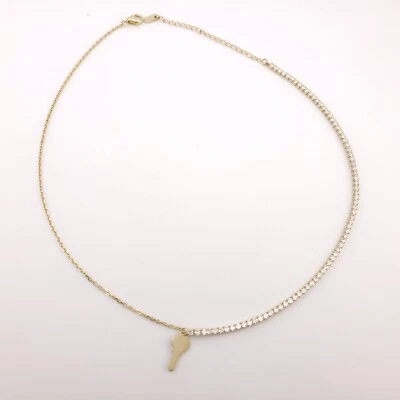 Nuevo Collar Adinas Jewels Plata Esterlina Tono Oro 2mm Media Cadena Tenis 16 pulgadas Foto 1 de 4