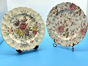 Set of 2 Vintage Cabinet/Wall Porcelain Plates with hangers Johnson Bros - Picture 1 of 10