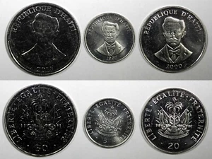 Haiti  SET OF 3 COINS Charlemagne Peralte 1997,2000,2013  50 ,20,5 Centimes UNC - Picture 1 of 3