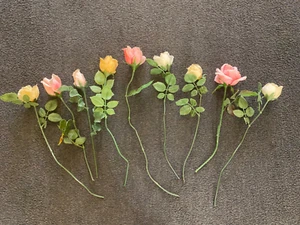 Vintage Künstliche Kunststoff Rosa Creme Weiß Farbe Rosen Konvolut 9 Hong Kong - Bild 1 von 8