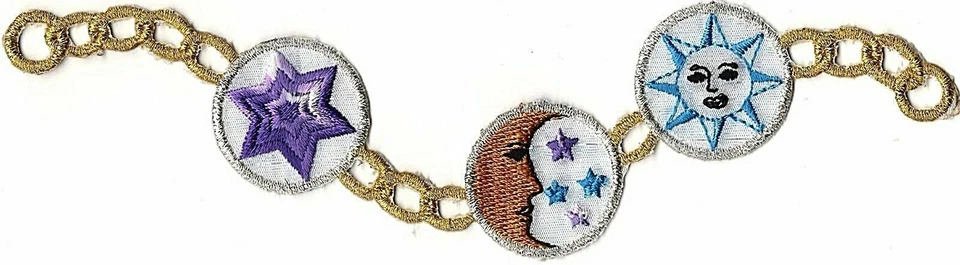 Celestial Blue Sun Yellow Moon Purple 6 point Star Embroidery Patch - Image 1 of 1