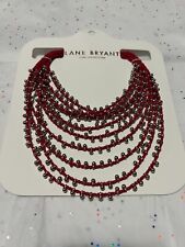 NEW Lane Bryant Seed Bead Multi Strand Necklace Red Silver Tone MSRP $39.99