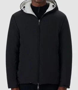 $475 BUGATCHI Men's Black Hooded Water Repellent Bomber Jacket Coat Size L - Picture 1 of 5