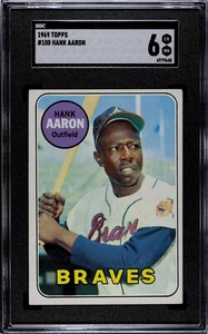 1969 TOPPS BASEBALL HANK AARON #100 SGC 6 EX NM - Picture 1 of 2