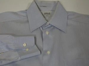 Armani Collezioni Dress Shirt 15 x 34 Light Blue Twill Cotton Pearl Buttons - Picture 1 of 3