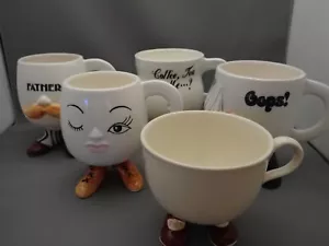 5 Vintage Walking Feet Figural Novelty Mugs Enesco, Giftcraft & Made In Japan - Picture 1 of 10