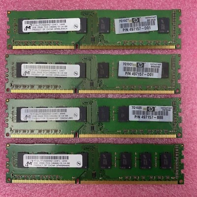 Lote de (4) 2 GB Micron MT16JTF25664AZ-1G4F1 PC3-10600 DDR3 240 pines memoria DIMM Foto 1 de 4