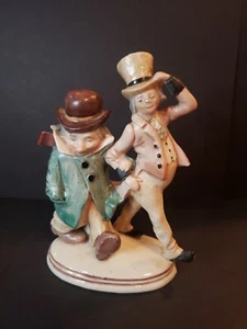 German Figurine of Two Daper Men Walking #20780 Top Hat Hobo Gentleman - Picture 1 of 9