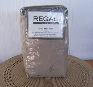 New Regal King Solid Beige Tan Color Bedskirt Bed Skirt 14 Drop Cotton Polyester