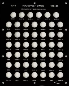 Capital Plastic Coin Collection Holder US Roosevelt Dimes 1946-1964 D Silver Set - Picture 1 of 6