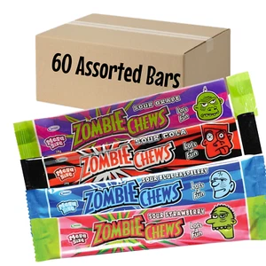 Zombie Chews Assorted Sour Flavours 28g x 60 Halloween Treats Party Favours - Picture 1 of 7