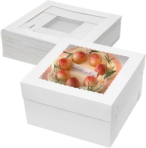 12X12X6" Cake Boxes 10Pcs Bakery Tier Cakes Window 12" White Large Tall Birthday - Picture 1 of 1