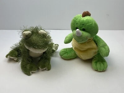 GANZ Webkinz Key Lime Dino Green HM185 and Frog Plush Stuffed Animal - No Code - Image 1 of 4
